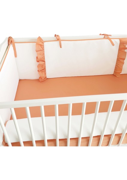Bebek Beşik Fırfırlı Bumper/Yan Koruma Seti 60 x 120 cm Kırık Beyaz-Açık Tarçın fiyatları