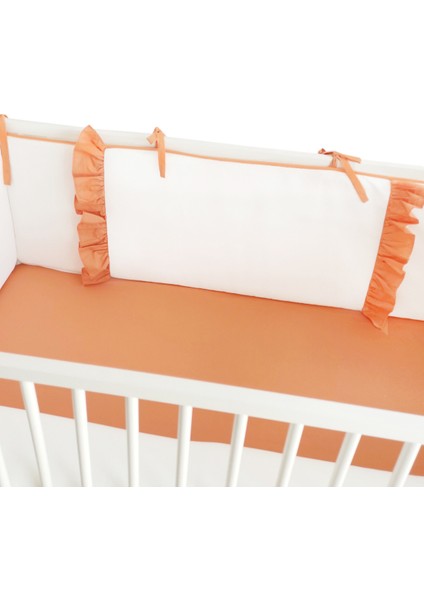 Bebek Beşik Fırfırlı Bumper/Yan Koruma Seti 60 x 120 cm Kırık Beyaz-Açık Tarçın modelleri