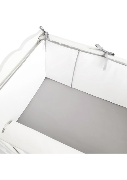 Bebek Beşik Biyeli Bumper/Yan Koruma Seti 60 x 120 cm Kırık Beyaz-Gri