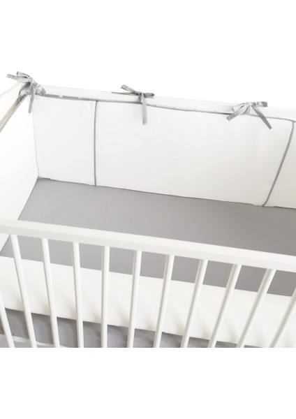 Bebek Beşik Biyeli Bumper/Yan Koruma Seti 60 x 120 cm Kırık Beyaz-Gri fiyatları