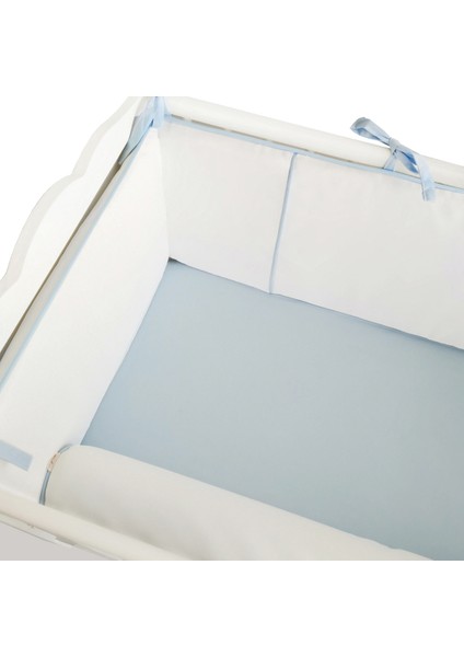 Bebek Beşik Biyeli Bumper/Yan Koruma Seti 60 x 120 cm Kırık Beyaz-Mavi fiyatları