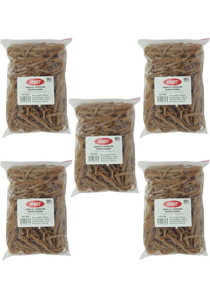 Extra Geniş Kalın Kauçuk Paket Ambalaj Kasa Lastiği 220 x 5 mm 500'LÜ
