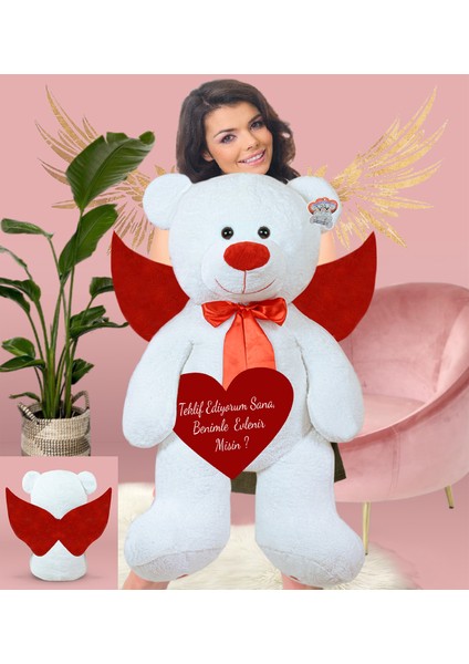 Özgüner Melek Kanatlı Peluş Ayıcık Sevgiliye Mesajıyla 130 cm