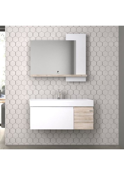 Zen 100 cm Antique White Pear Banyo Dolabı Mat Beyaz Pear