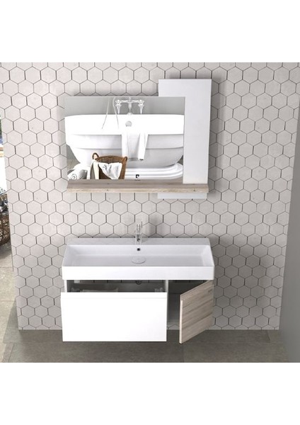 Zen 100 cm Antique White Pear Banyo Dolabı Mat Beyaz Pear modelleri