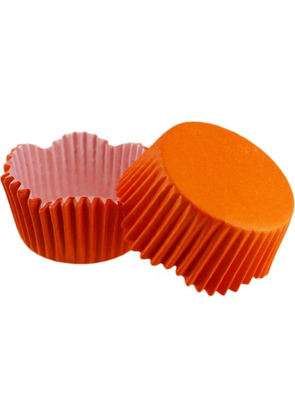 Cupcake Kalıbı Pet Kapsül Dalgalı Kek Kalıbı 65X38 mm - 100 Adet Turuncu