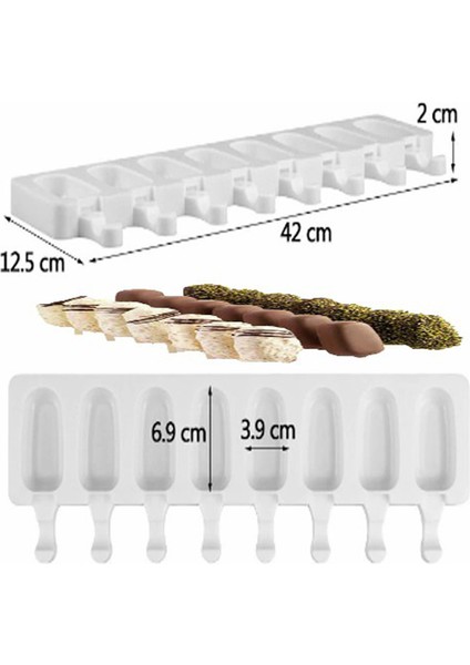 Magnum Şekilli Silikon Dondurma Tatlı Meybuz Kalıbı 8'li