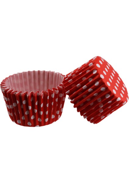 Kek Kalıbı Pet Kapsül 52X45 mm Kağıt Cupcake Kağıdı - 100 Adet Puantiyeli Kırmızı
