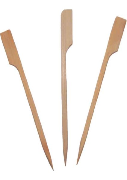 Özel Ahşap Yassı Saplı Çöp Şiş Çubuğu 12 cm - 100 Adet