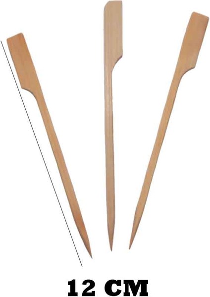 Özel Ahşap Yassı Saplı Çöp Şiş Çubuğu 12 cm - 100 Adet