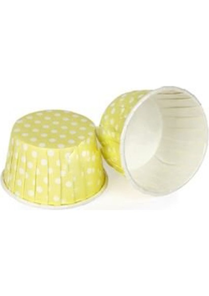 Cupcake Kalıbı Büyük Boy 62*40 mm - 50 Adet Puantiyeli Sarı