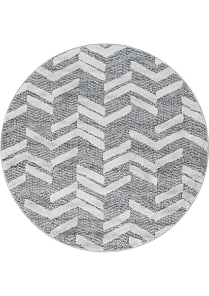 Modern Dekoratif Bukleli kabartmalı 3D Zigzag Gri Oturma odası Salon Halısı Yuvarlak