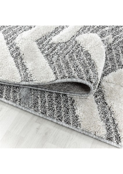 Modern Dekoratif Bukleli kabartmalı 3D Zigzag Gri Oturma odası Salon Halısı Yuvarlak