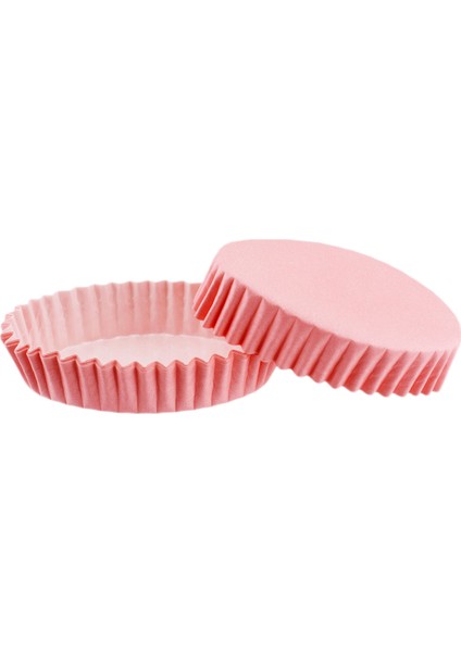 Cupcake Kalıbı Pet Kapsül Oval Model Düz Renk - 100 Adet F11 Pembe