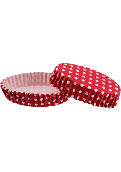 Cupcake Kalıbı Pet Kapsül Oval Model Kek Kalıbı - 100 Adet F11 Puantiyeli Kırmızı