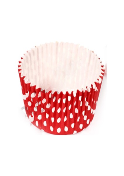 Kek Kalıbı Pet Kapsül 52*45 mm Kağıt Cupcake Kağıdı - 100 Adet Puantiyeli Kırmızı