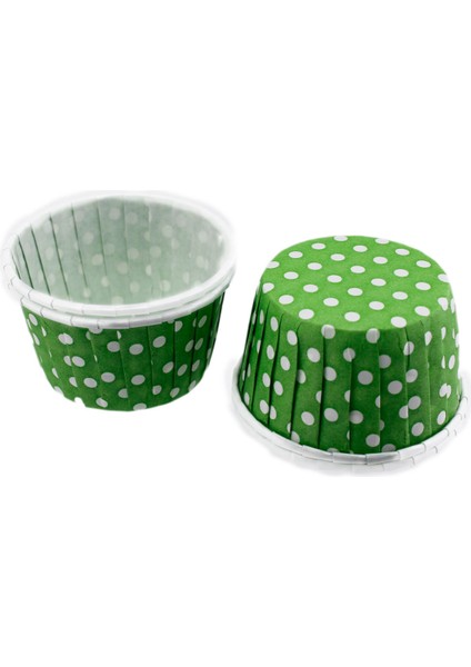 Cupcake Kalıbı Büyük Boy 62*40 mm - 100 Adet Puantiyeli Yeşil