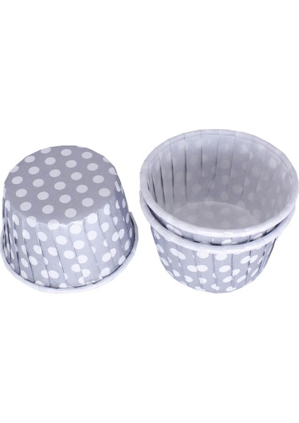 Cupcake Kalıbı Minik Boy 38*30 mm - 100 Adet Puantiyeli Gümüş