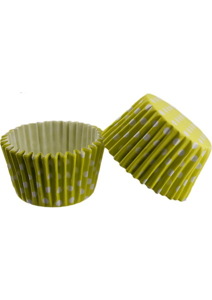 Kek Kalıbı Pet Kapsül 52X45 mm Kağıt Cupcake Kağıdı - 100 Adet Puantiyeli Sarı