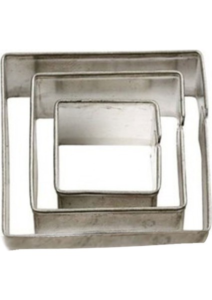 Kek Kurabiye ve Pasta Kalıbı Metal Kare 3 Lü Set 021