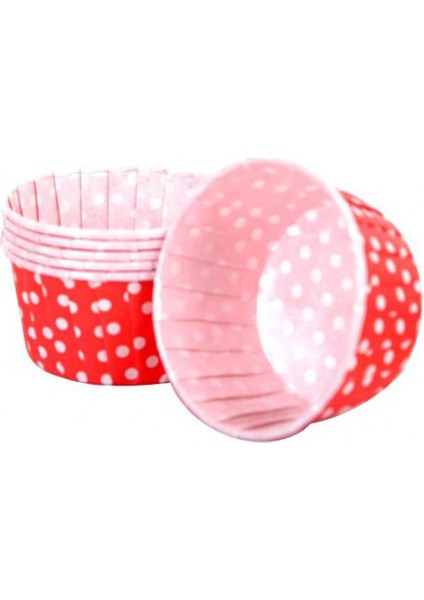 Cupcake Kalıbı Minik Boy 38*30 mm - 50 Adet Puantiyeli Kırmızı