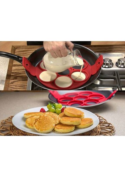 Silikon Pancake Kalıbı ve Pankek Pişirme Kalıbı Krep Kalıbı 7 Li