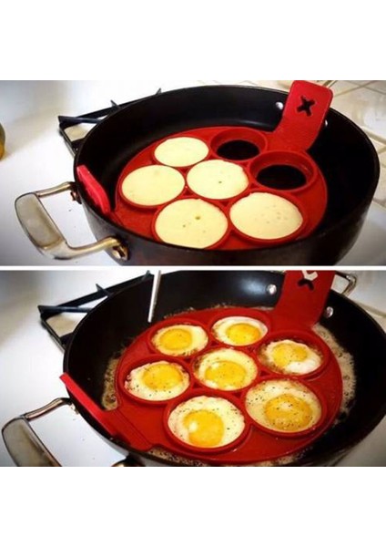 Silikon Pancake Kalıbı ve Pankek Pişirme Kalıbı Krep Kalıbı 7 Li