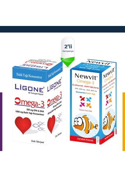 Ligone Omega-3 Softjel + Newvit Omega-3,d3 Vitaminli Şurup 150 ml