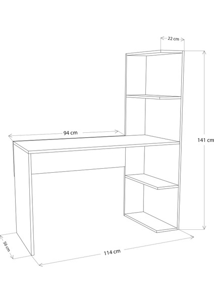 T8030 Atlas Kitaplıklı Çalışma Masası  Ant