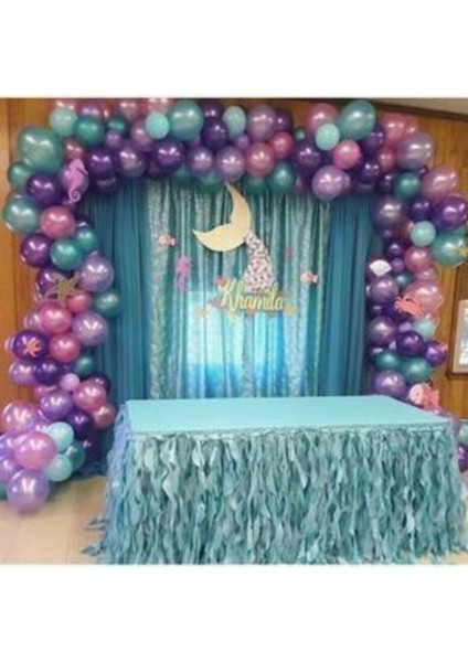 50 Adet 12 Inç Metalik Parti Balonu Mor-Pembe-Lila-Mavi + 5 mt Balon Zinciri