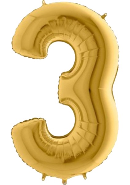 Gold Folyo Balon 3 Rakamı 40 Cm.