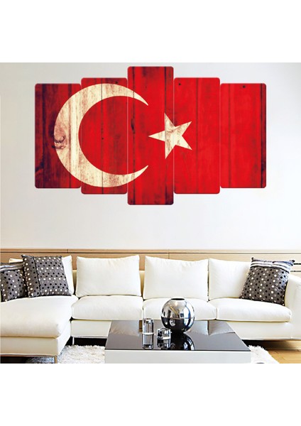ZEVAHİR MOBİLYA DEKORASYON Zevahir 5 Parça Mdf Türk Bayrağı Tablosu
