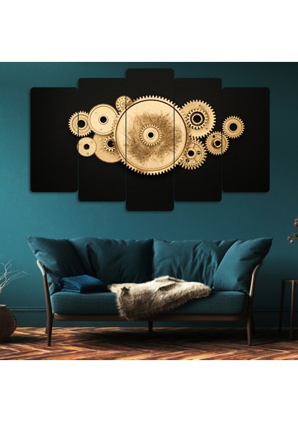 ZEVAHİR MOBİLYA DEKORASYON Zevahir 5 Parça Mdf Işleyen Çarklar Modern Tablo