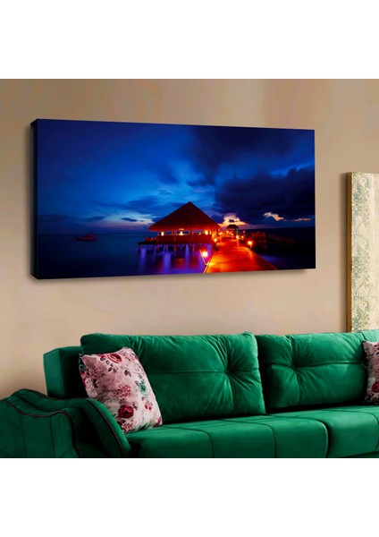 ZEVAHİR MOBİLYA DEKORASYON Zevahir 120X60 Kanvas Gece Plaj Manzara Tablosu