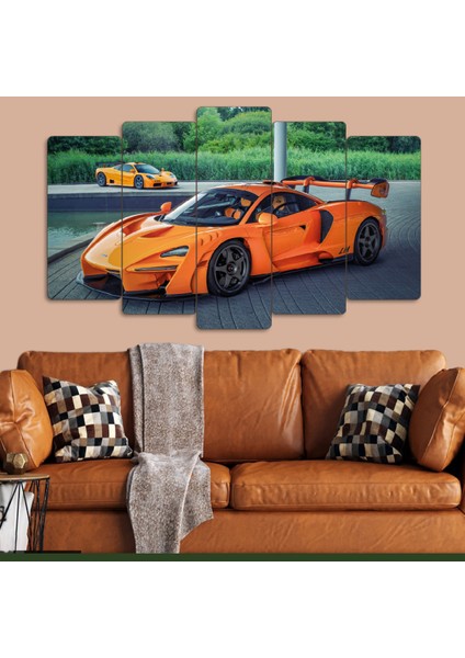 ZEVAHİR MOBİLYA DEKORASYON Zevahir 5 Parça Mdf Turuncu Spor Araba Tablo