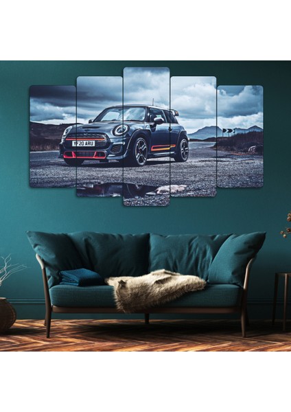 ZEVAHİR MOBİLYA DEKORASYON Zevahir 5 Parça Mdf Mını Cooper Spor Araba Tablo
