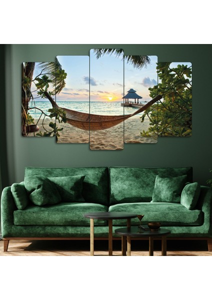 ZEVAHİR MOBİLYA DEKORASYON Zevahir 5 Parça Mdf Plaj Kenarı Manzara Tablo