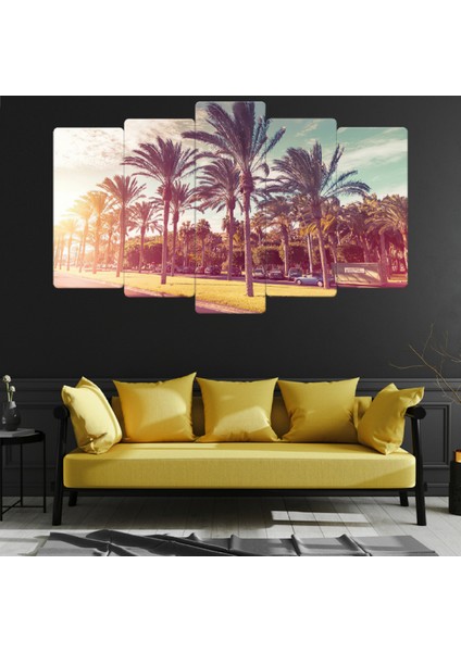 ZEVAHİR MOBİLYA DEKORASYON Zevahir 5 Parça Mdf Palmiye Ağaçlar Tablosu