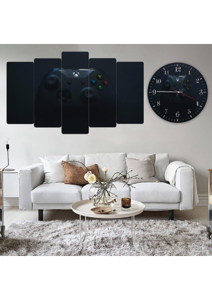 ZEVAHİR MOBİLYA DEKORASYON Zevahir 5 Parça Mdf Oyun Konsolu Tablo ve Mdf Saat Kombin