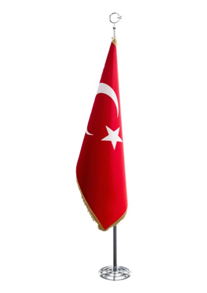 Krom Direkli Türk Saçaklı Makam Bayrağı