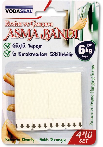 Resim ve Çerçeve Asma Cırt Bandı 4'lü Set