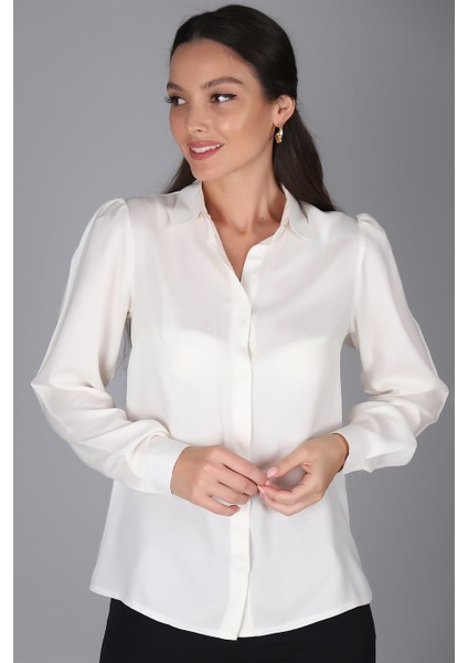 Sweetness Kadın Ekru Kol Büzgülü Gömlek modelleri