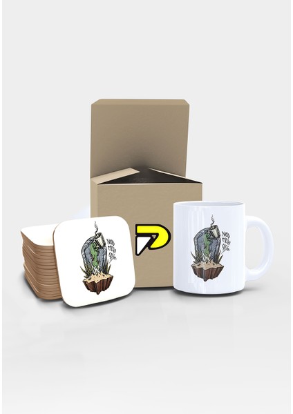 Need More Coffee Zombi Tasarımlı Baskılı Kupa Bardak Seti 2