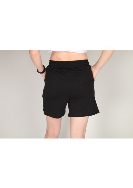 Siyah Yüksek Bel Penye Şort indirimleri