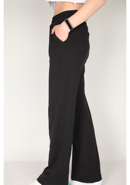 Siyah Yüksek Bel Ispanyol Paça Eşofman Altı modelleri