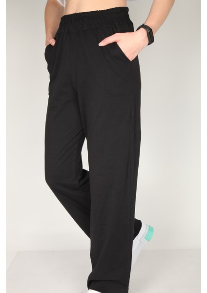 Siyah Yüksek Bel Ispanyol Paça Eşofman Altı indirimleri