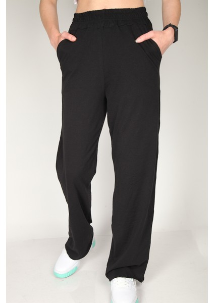 Siyah Yüksek Bel Ispanyol Paça Eşofman Altı fiyatları