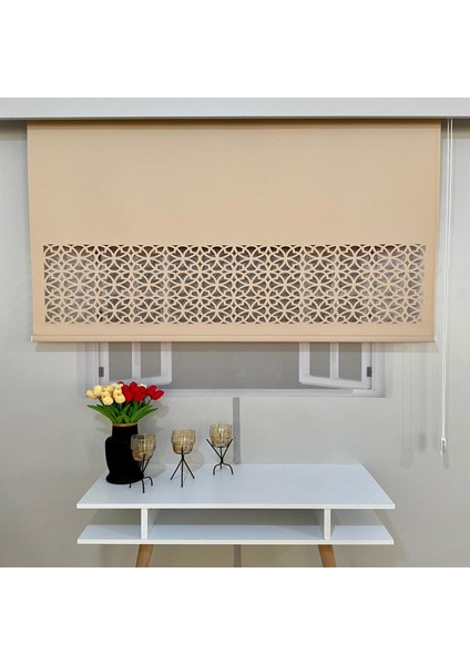 Volper LZR305 Lazer Kesim Stor Perde Açık Kahverengi 90X260