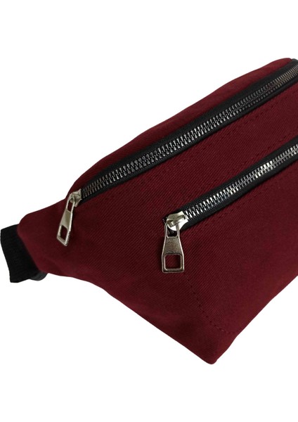 Denim Gabardin Unisex Bordo Bel ve Omuz Çantası BC-GAB001