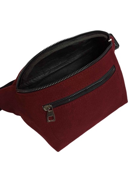 Denim Gabardin Unisex Bordo Bel ve Omuz Çantası BC-GAB001